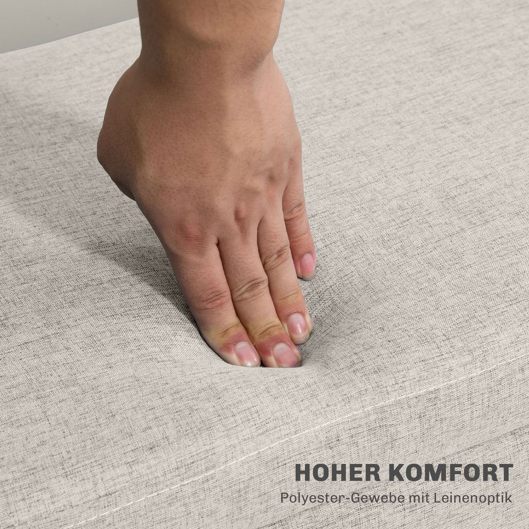 Opbevaringsbænk, op til 220 kg, linnedlook, 110x39x45 cm, beige
