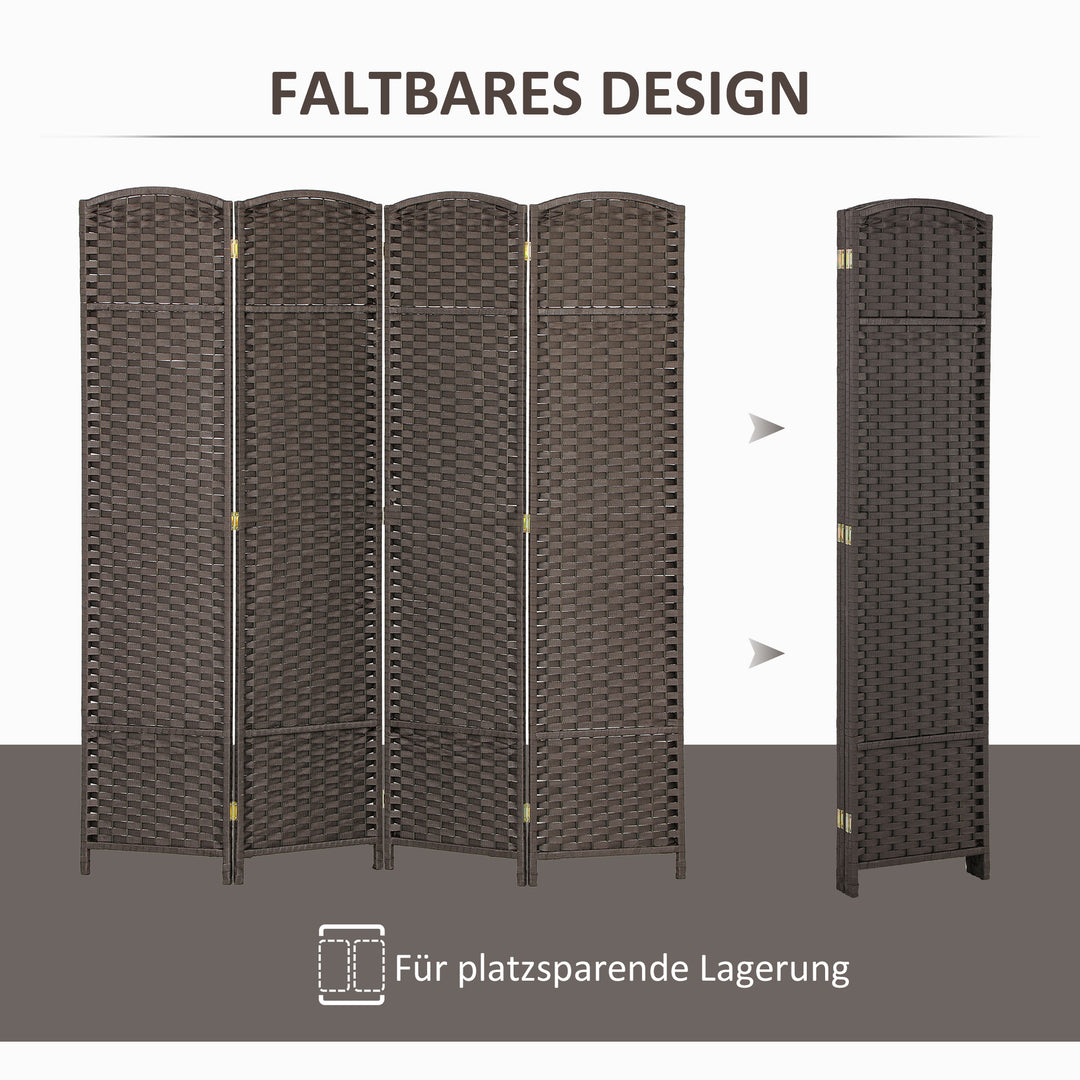 4-Panels rumdeler, foldbar skærm, skærm til stue, soveværelse, hjemmekontor, brun