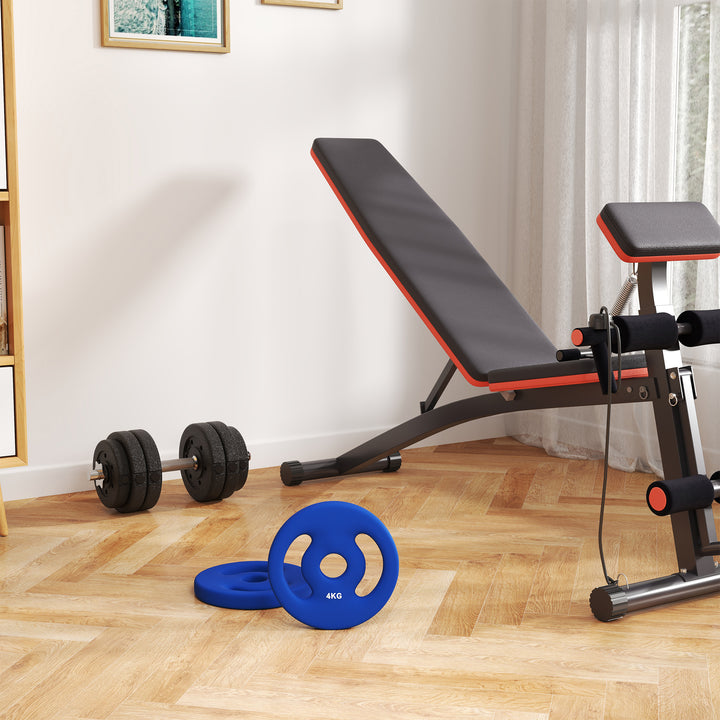 2 X 4 kg vægtskiver med praktiske håndtag, vægtsæt til hjemmegym, fitnessstudie, styrketræning, blå