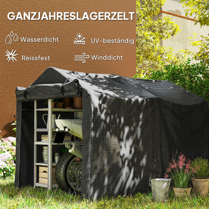 Garagetelt, vandtæt garagetelt med dør, UV-bestandig, 220 x 157 x 165 cm, sort