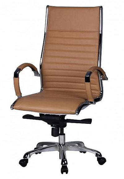 Designer kontorstol i ægte læder, karamelfarvet