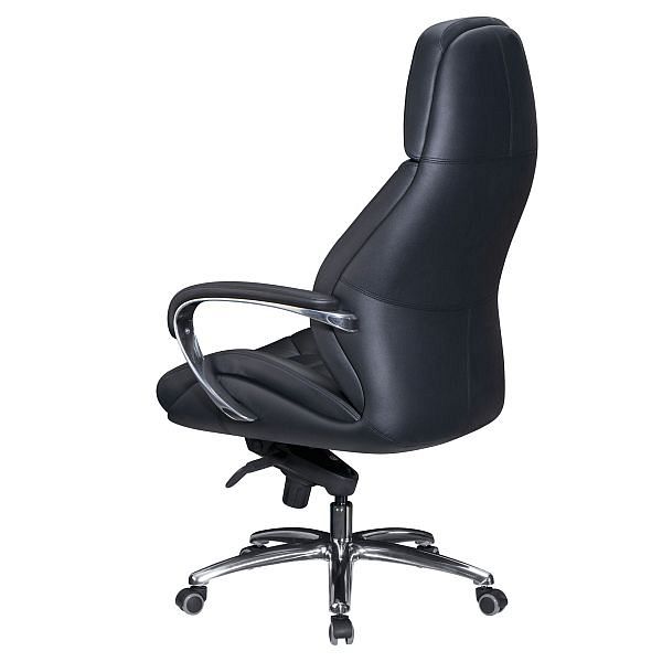 Designer kontorstol i ægte læder, sort