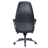 Designer kontorstol i ægte læder, sort