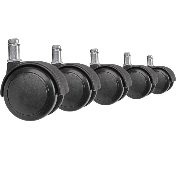 Sæt med 5 glatkørende gulvhjul til kontorstol, 11 mm stift / diameter 50 mm, svingbare hjul til hårde gulve