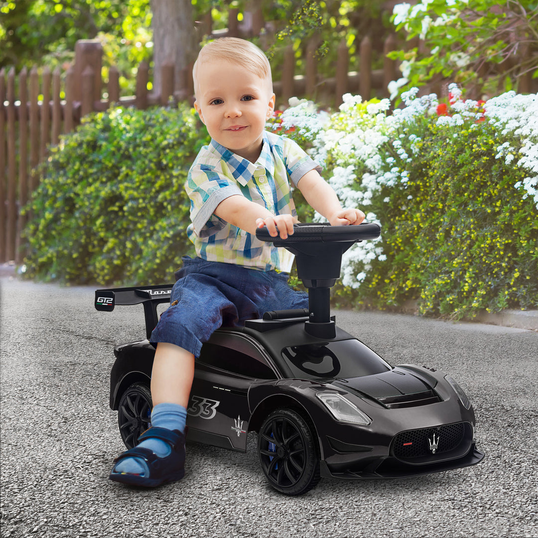 Kørebil, maserati, opbevaringsplads, horn og musik, hviskende dæk, til 1,5 til 5 år, op til 25 kg, sort