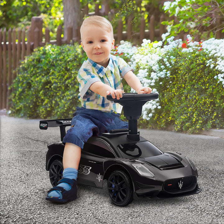 Kørebil, maserati, opbevaringsplads, horn og musik, hviskende dæk, til 1,5 til 5 år, op til 25 kg, sort