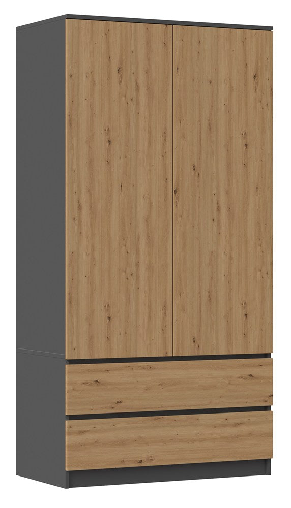 Klædeskab til soveværelse, Dybde: 50 cm Højde: 180 cm Bredde: 90 cm, naturfarvet