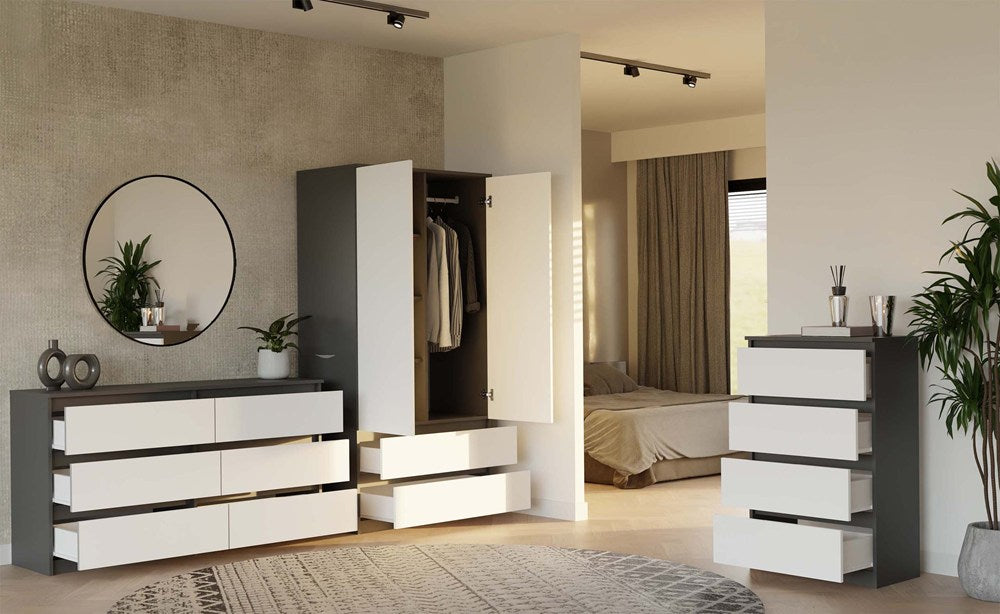 Klædeskab til soveværelse, Dybde: 50 cm Højde: 180 cm Bredde: 90 cm, hvid