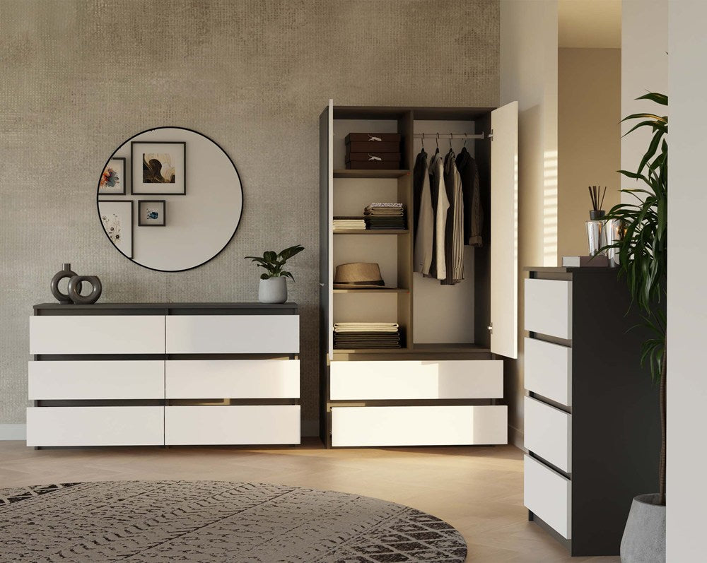 Klædeskab til soveværelse, Dybde: 50 cm Højde: 180 cm Bredde: 90 cm, hvid