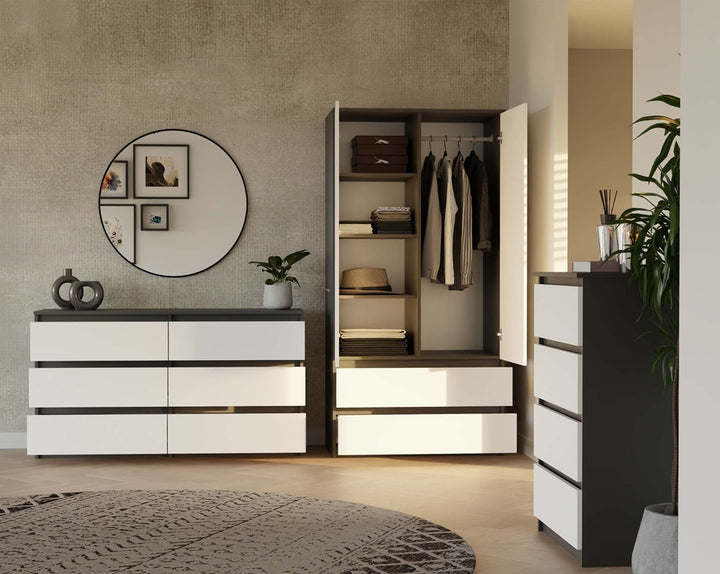 Klædeskab til soveværelse, Dybde: 50 cm Højde: 180 cm Bredde: 90 cm, hvid