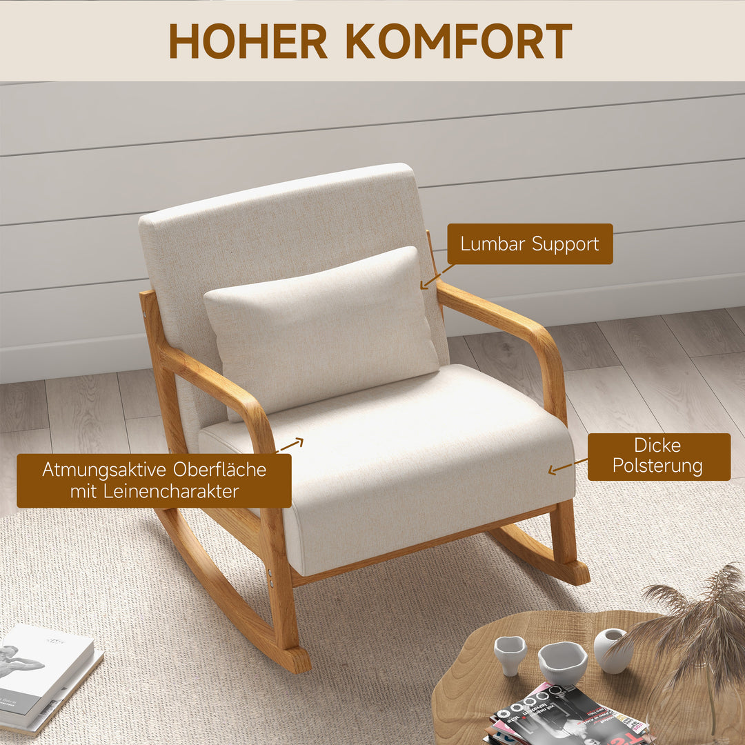 Retro gyngestol, gummitræ, 64,5 cm x 92 cm x 81,5 cm, beige + brun