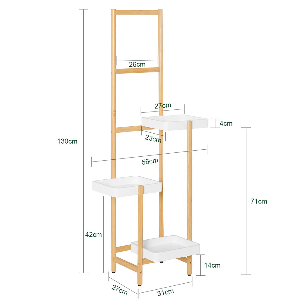 3-etagers bambusplantehylde, L31xB27xH130cm, naturfarvet