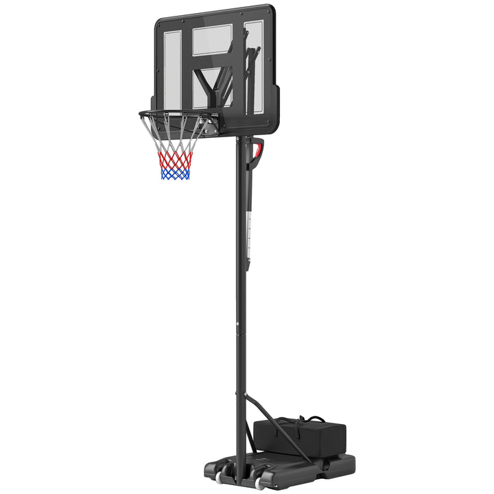 Basketballstativ, højdejusterbar kurvhøjde 235-305 cm, fyldbar bund med hjul, sort
