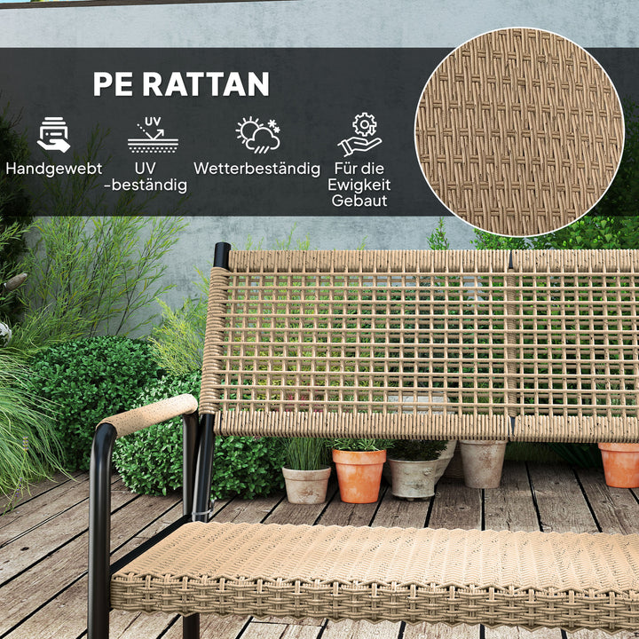 Havemøbelsæt af polyrattan loungesæt med 2-personers sofa, lænestol, glasbord, hynder til 4 personer, mørkegrå + gul