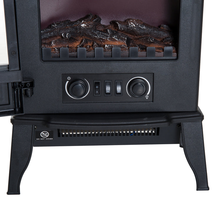 Elektrisk pejs, led flammer, 1000/2000 w, justerbar temperatur og lysstyrke, metal, 39 x 23 x 56,5 cm