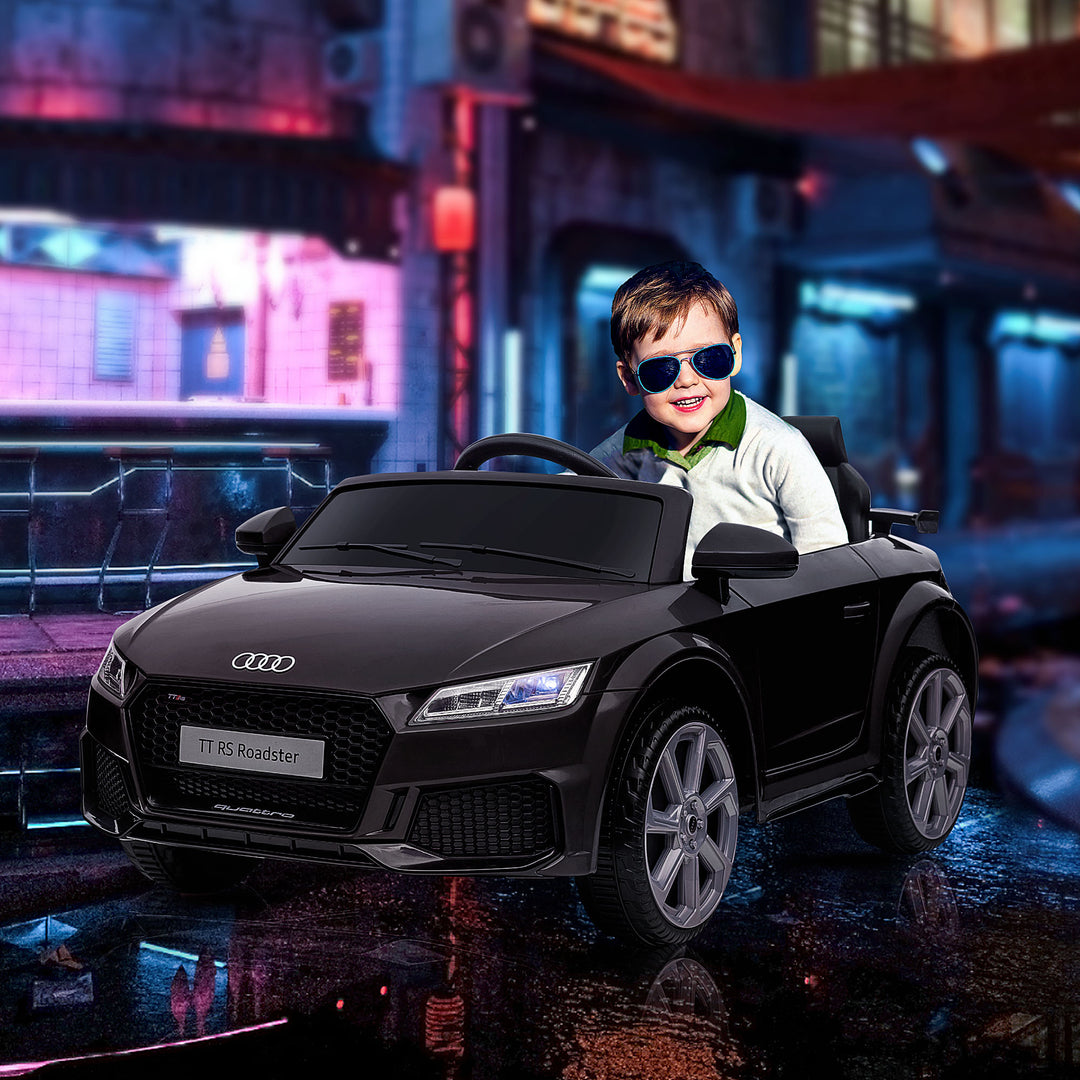 Audi børne-elbil, med 2.4G fjernbetjening, musik, horn, LED, USB, til børn 3-5 år, sort