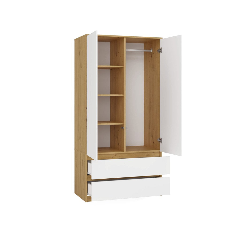 Klædeskab, Bredde: 90 cm Højde: 180 cm Dybde: 50 cm, naturfarvet