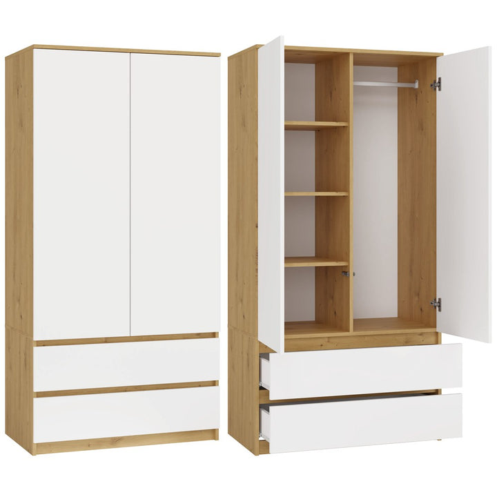 Klædeskab, Bredde: 90 cm Højde: 180 cm Dybde: 50 cm, naturfarvet