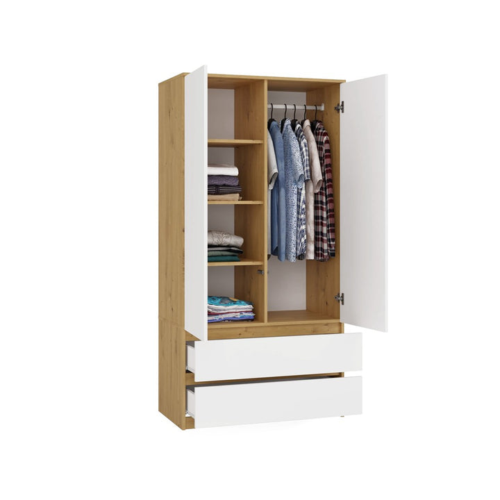 Klædeskab, Bredde: 90 cm Højde: 180 cm Dybde: 50 cm, naturfarvet