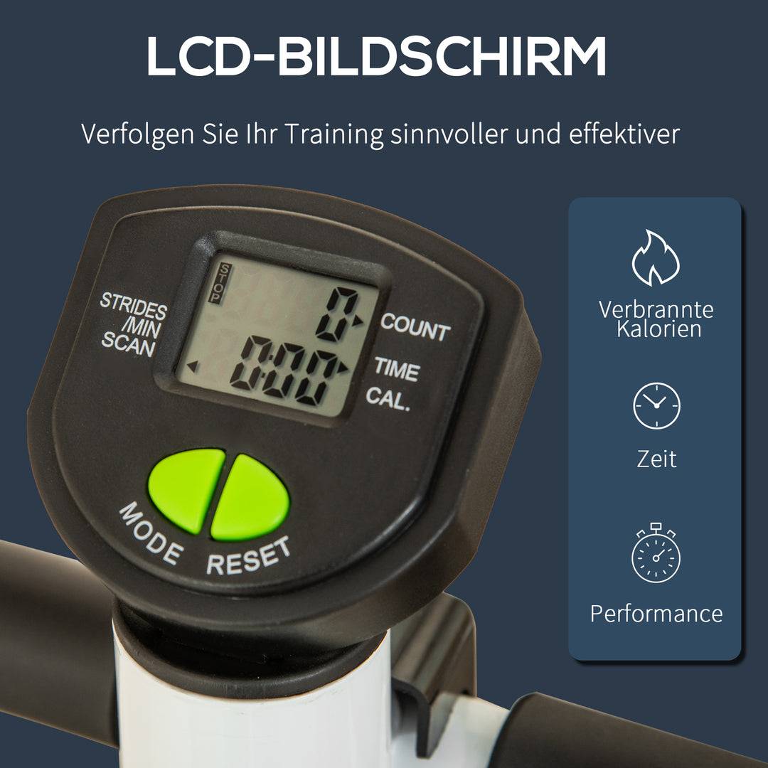 Stepper fitnessudstyr, lcd-skærm, skridsikre pedaler, stål og abs, 55 x 44 x 108 cm, grøn + sort