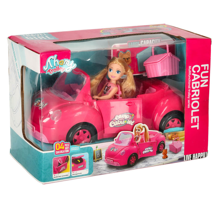Bil til dukker cabriolet pink 4 el.