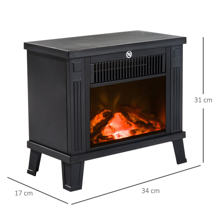 Elektrisk pejs elektrisk pejseovn fritstående pejs med flammeeffekt 600/1200w, metal, sort, 34x17x31 cm