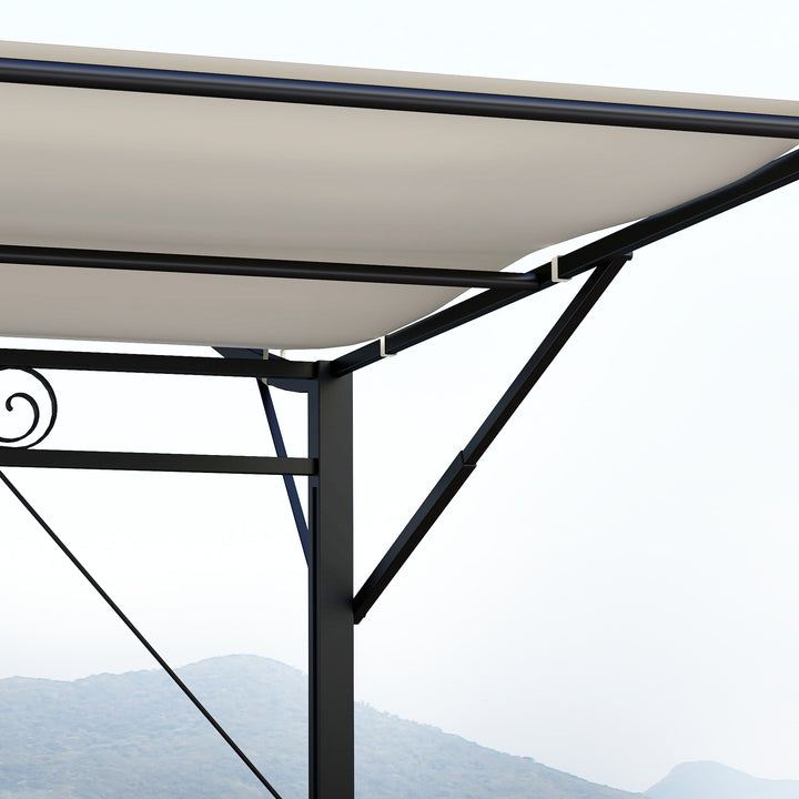 Pavillon med foldbar tagforlænger, vejrbestandig, 3 x 2,5 m, cremehvid