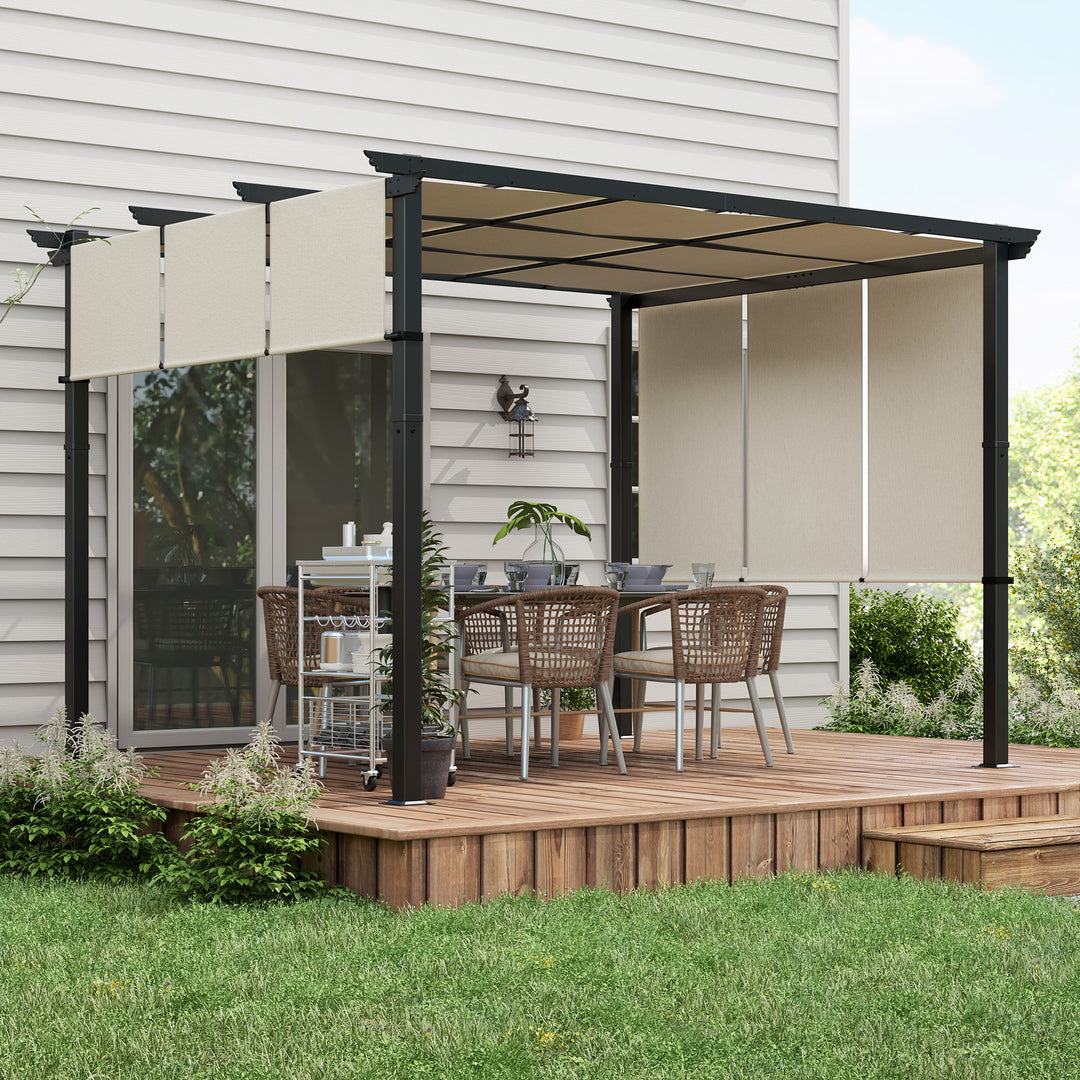 Markise/solsejl. Pergola, vejrbestandig, inklusive monteringsbeslag, 3 x 3,5 m, beige