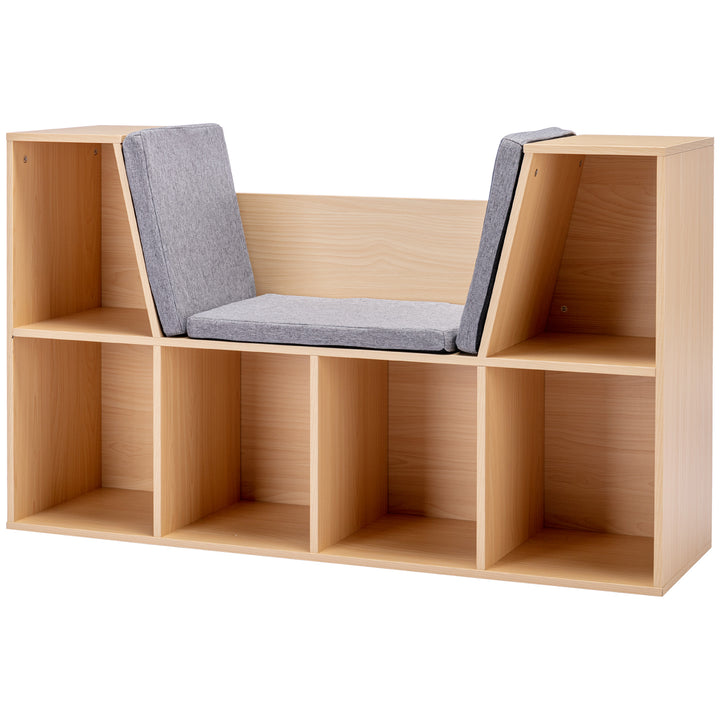 2-i-1 børnehylde + bænk inkl. hynde 103 cm × 30 cm × 62 cm hvid + grå