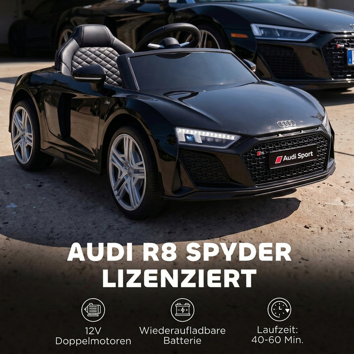 Elbil til børn Audi R8 12V fjernbetjening til børnebil sort