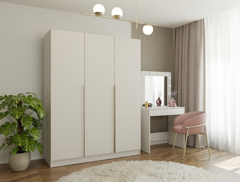 Klædeskab med 3 låger, Bredde: 150 cm Højde: 200 cm Dybde: 56,5 cm, kashmir-beige