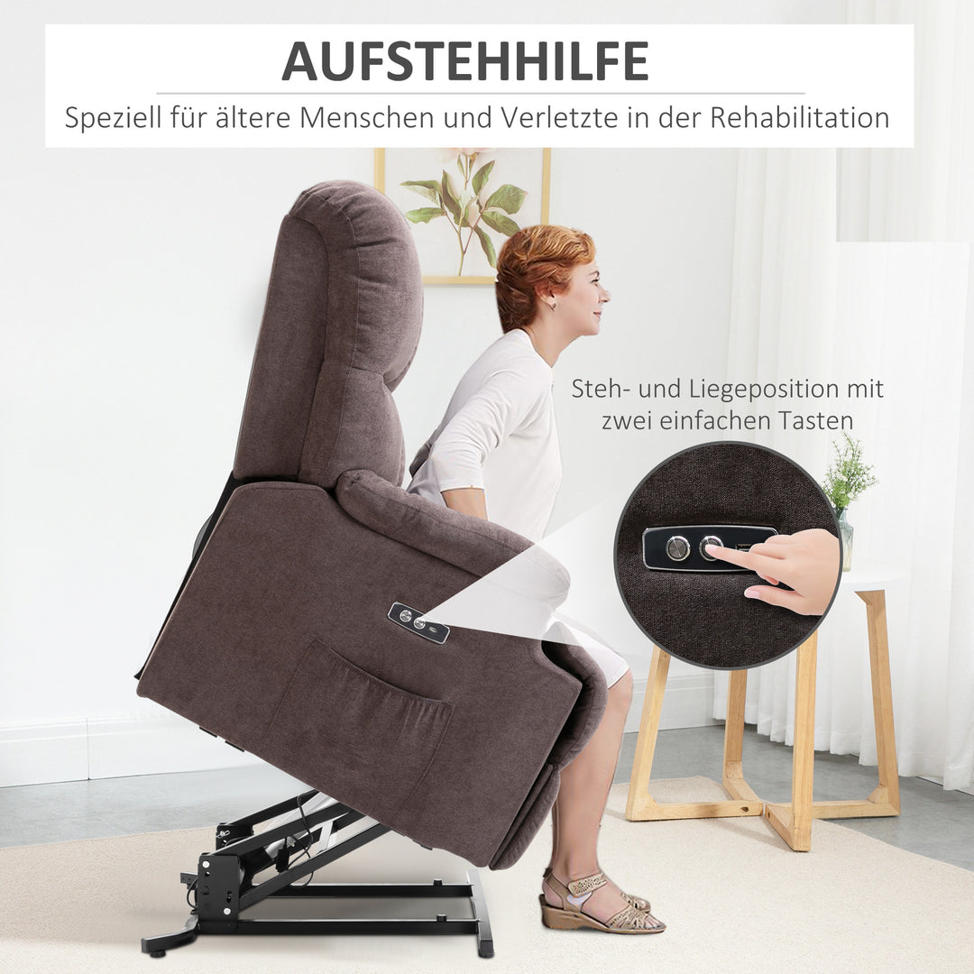 Lænestol, lænestol, justerbar, med usb-port, sidelomme, fodstøtte, skum, brun