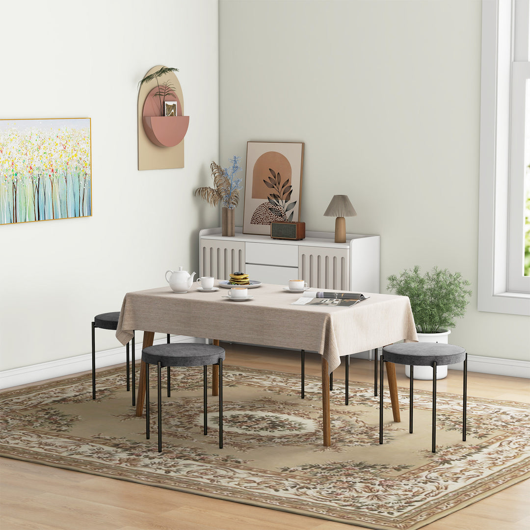 Køkkenskamler sæt med 4, stabelbar, velvet look, op til 100 kg, stålstel, 41,5 x 41,5 x 46 cm, mørkegrå