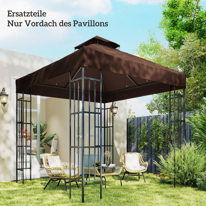 3 x 3 m udskiftningstag til pavillon, udskiftningspresenning til pavillon med drænhuller, UPF30+, solbeskyttelse, kaffe