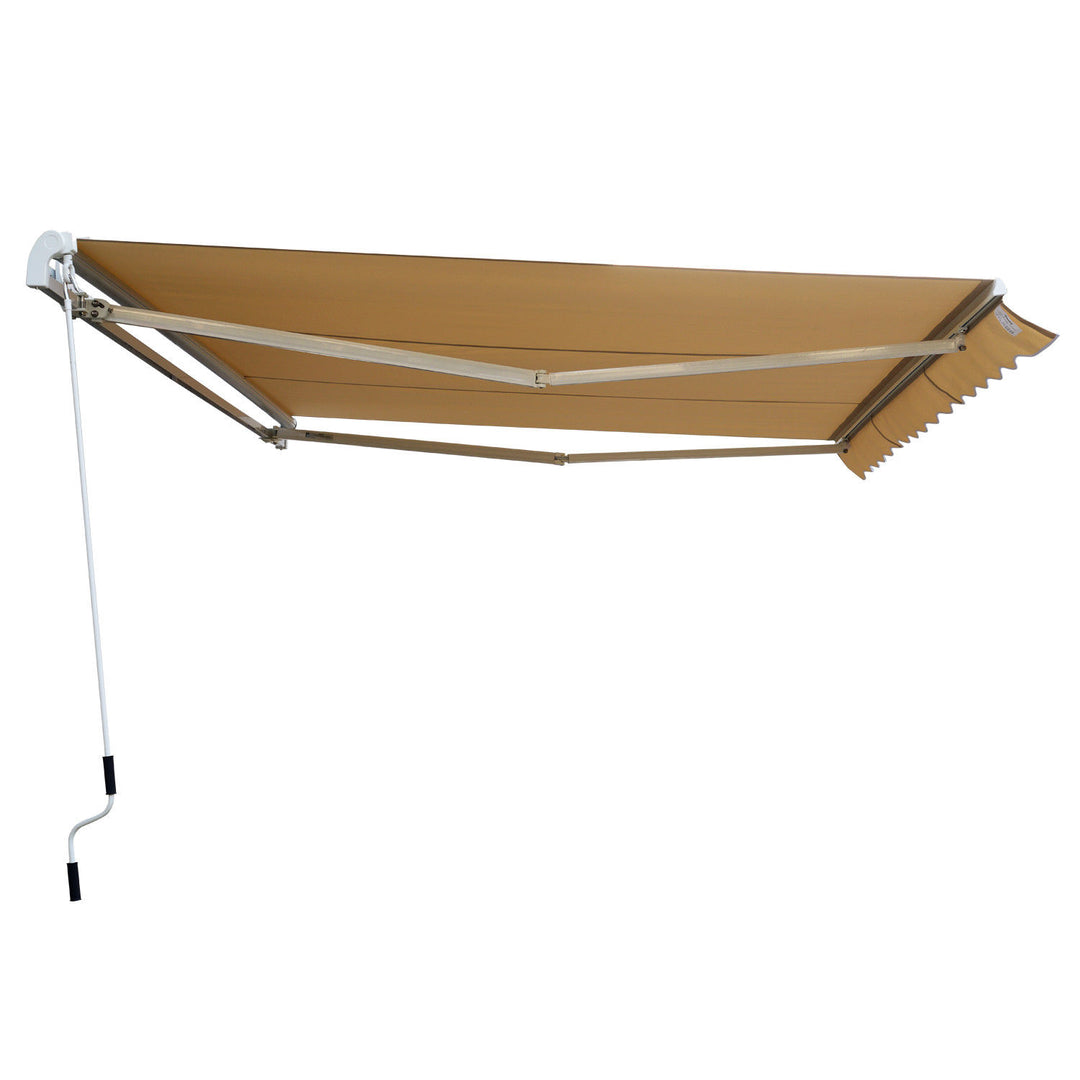 Markise med leddelt arm, justerbar klemme, terrassemarkise, 4,5 x 3 m solbeskyttelse med håndsving, balkonmarkise, beige