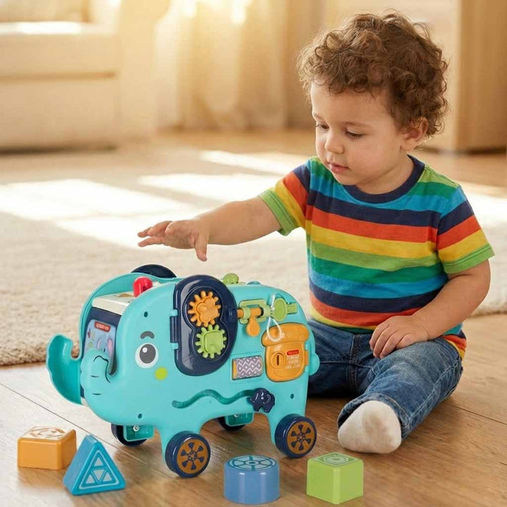 Interaktiv Montessori elefantpund sorterklodser hammer 26 cm