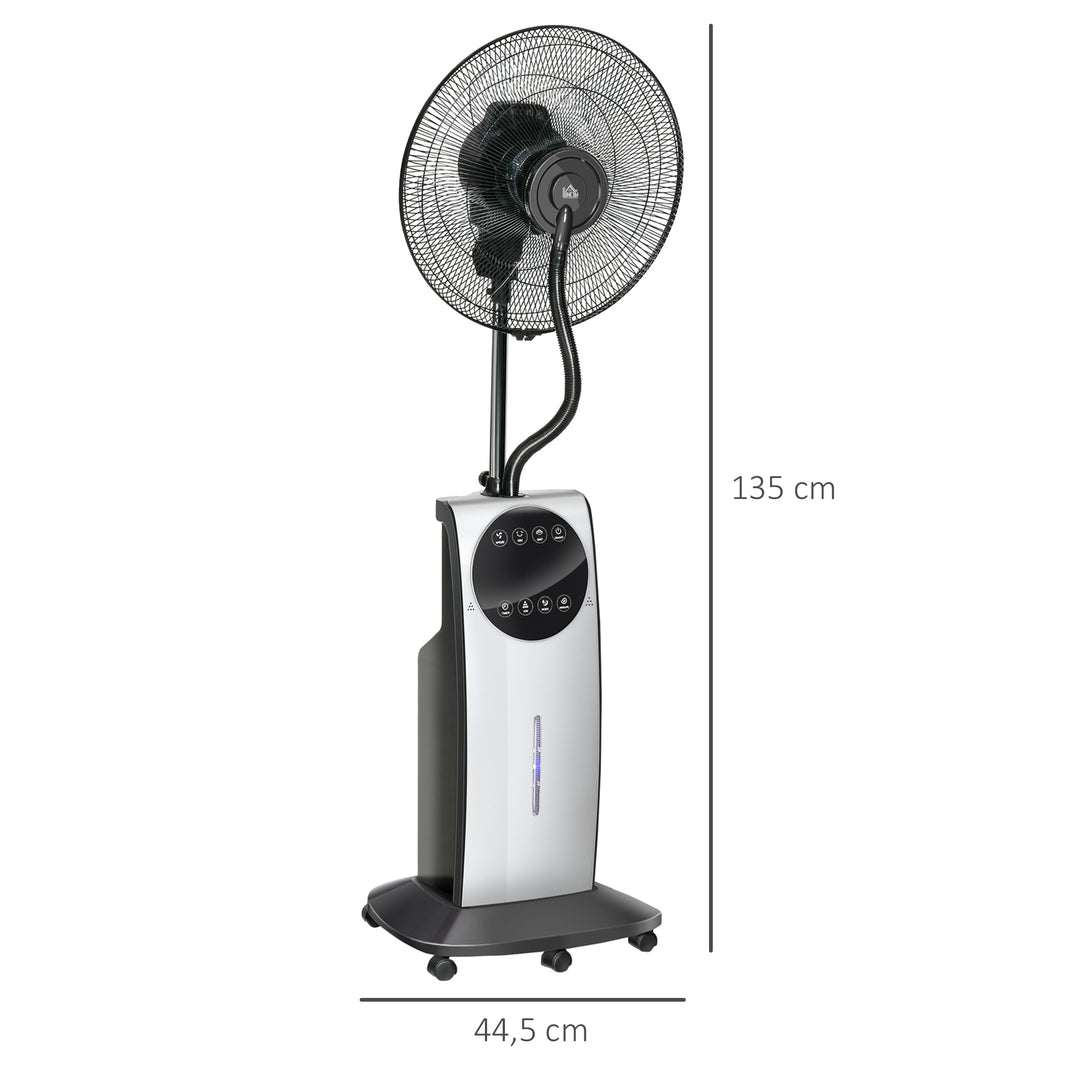 2-i-1 ventilator, LED-display, timerfunktion, Ø 44,5 x 135H cm, sølv + sort