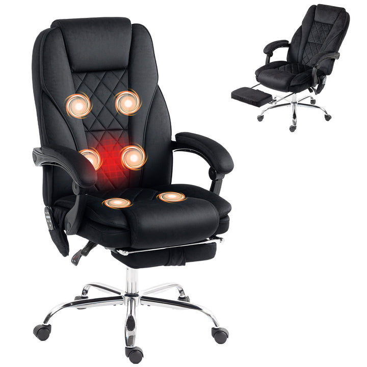 Ergonomisk kontorstol med vibrationsmassage og varme, sort