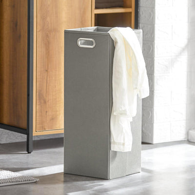 Multi-funktionel badeværelsesskab med vasketøjskurv, 60x30x90 cm, brun