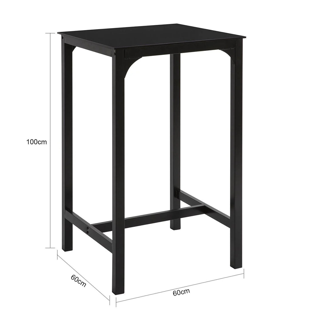 Robust og stilrent barbord i metal, L60 cm x B60 cm x H100 cm, sort