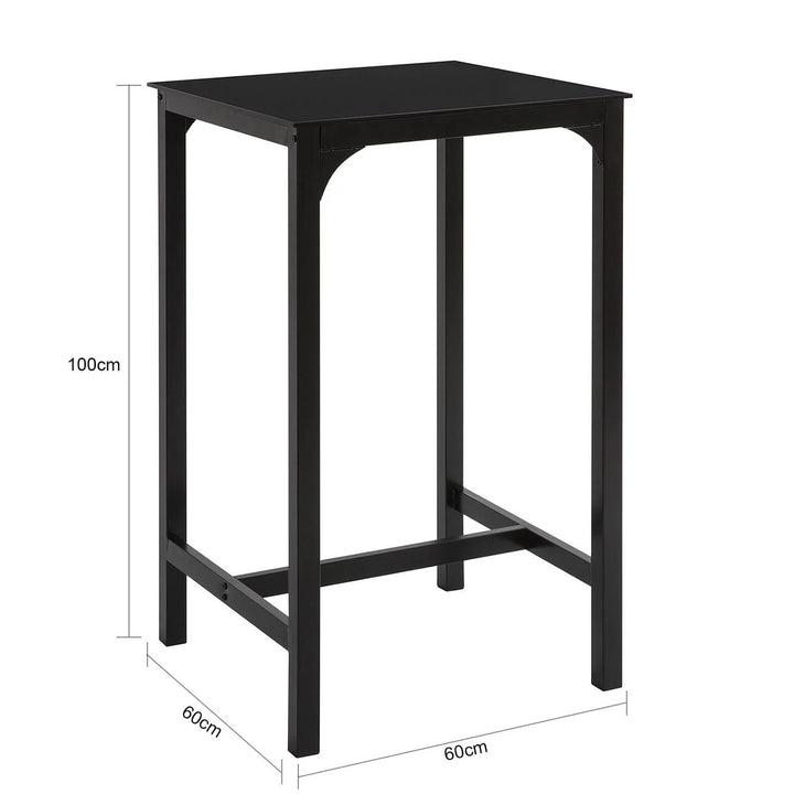Robust og stilrent barbord i metal, L60 cm x B60 cm x H100 cm, sort
