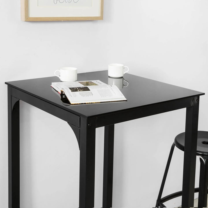 Robust og stilrent barbord i metal, L60 cm x B60 cm x H100 cm, sort