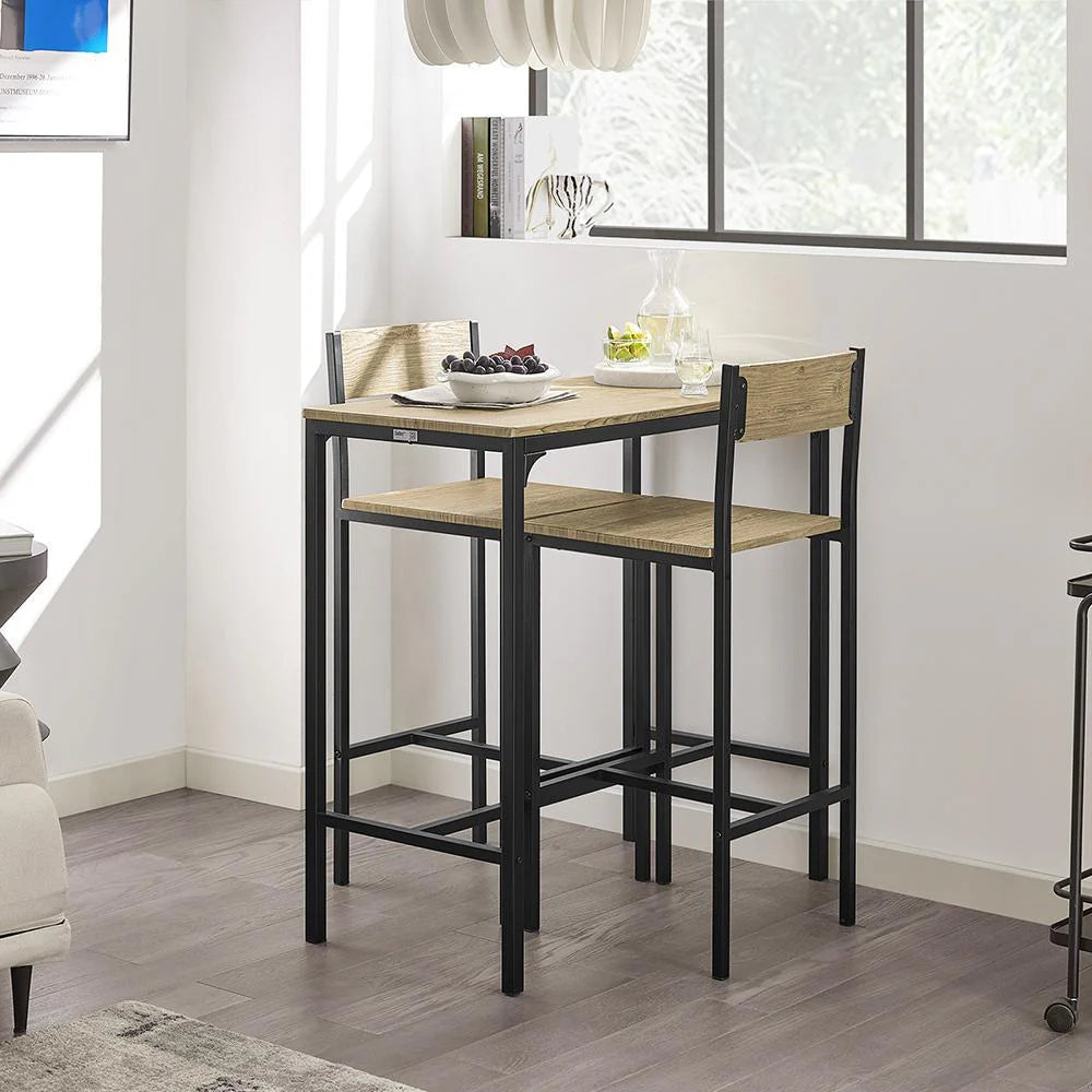 Moderne barbord med 2 stole – Stilfuldt spisebordssæt til køkken og stue