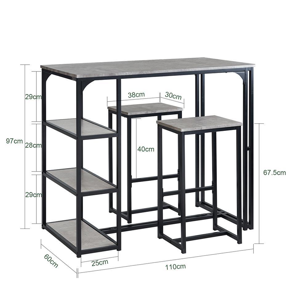 Barbord med 2 taburetter / barstole, industrielt look, greige