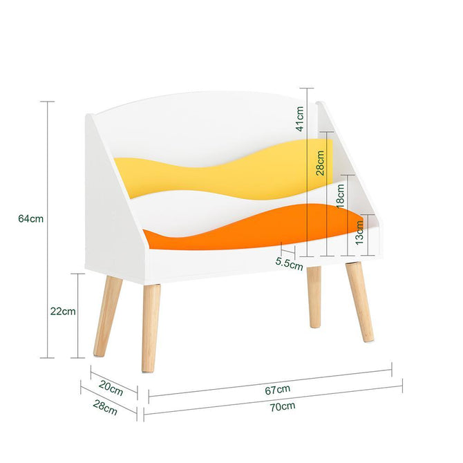 Bogreol til børneværelset, 28x64x70 cm, flerfarvet