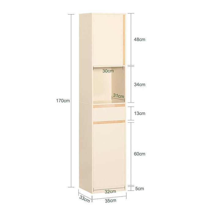 Højt badeværelsesskab i skandinavisk look, 35x33x170 cm