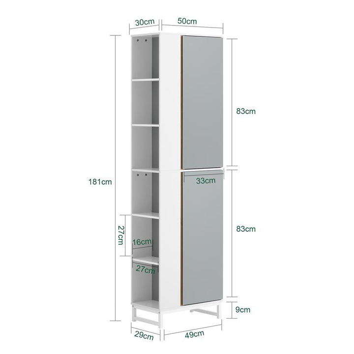 Højt skab til badeværelset i MDF, 50x30x181 cm, flerfarvet