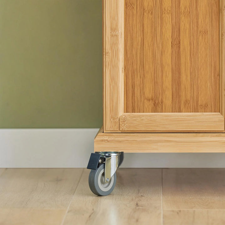 Fleksibel køkkenø på hjul – nem pladsudnyttelse og flytbarhed, L66cm x B46cm x H92cm, naturfarvet