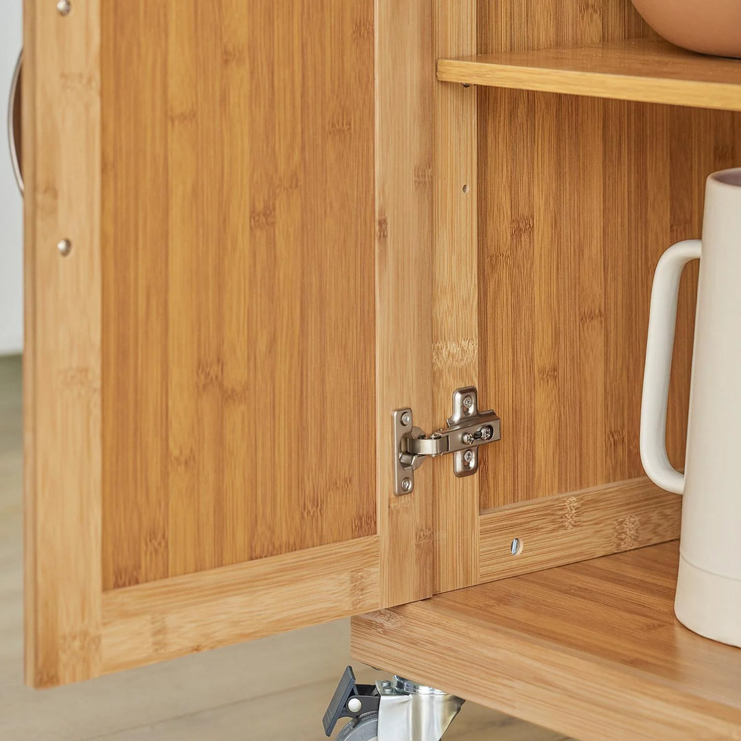 Fleksibel køkkenø på hjul – nem pladsudnyttelse og flytbarhed, L66cm x B46cm x H92cm, naturfarvet