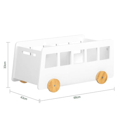 Opbevaringsmøbel formet som bus til børneværelset, 68 x 43 x 33 cm, hvid